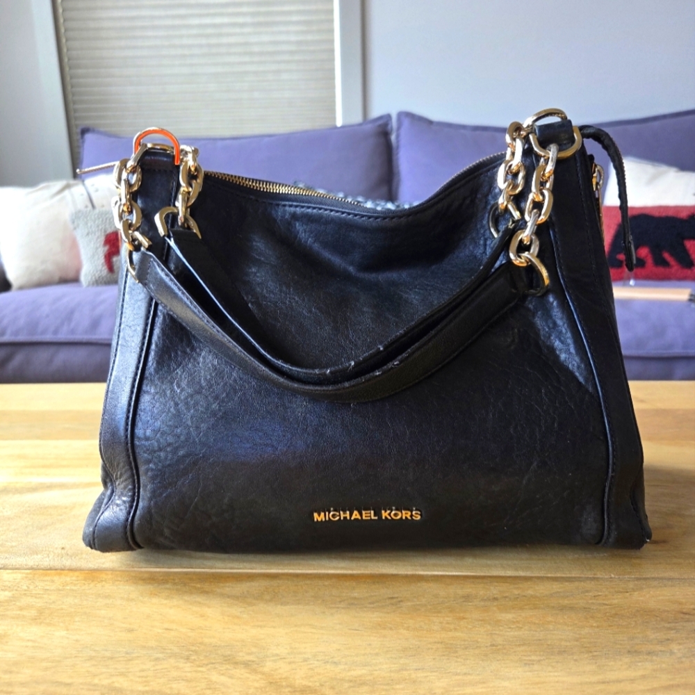 Michael Kors Black Leather Shoulder Bag